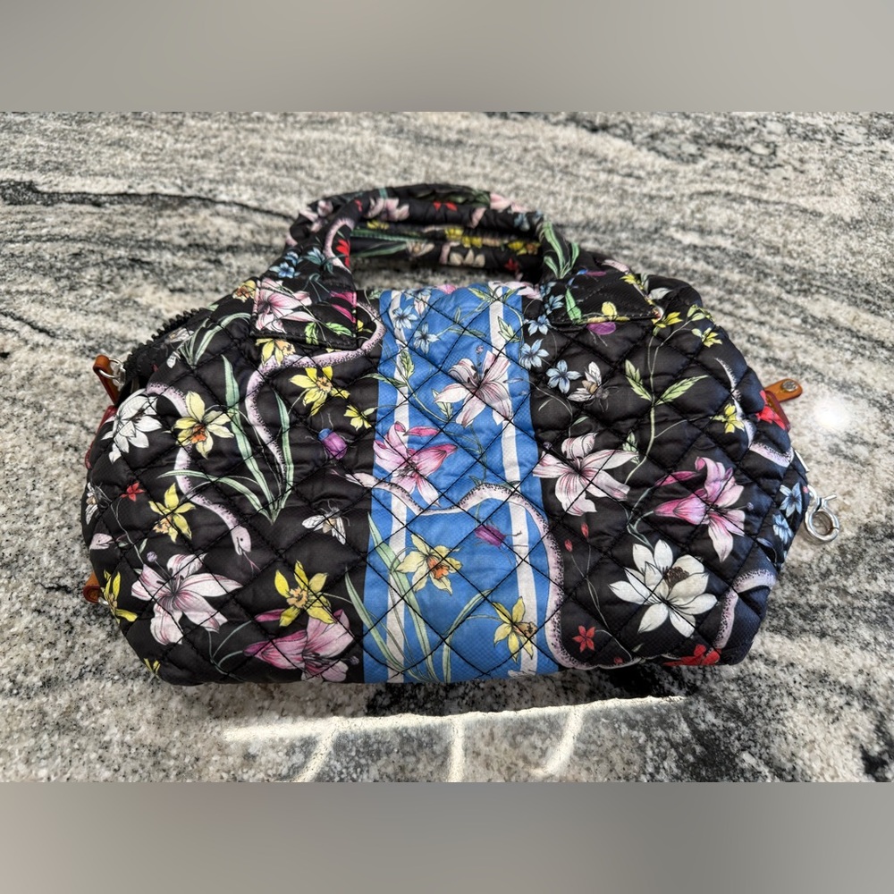 MZ Wallace  Black/Blue Small Floral Sutton bag with Blue Stripe - Picture 8 of 14